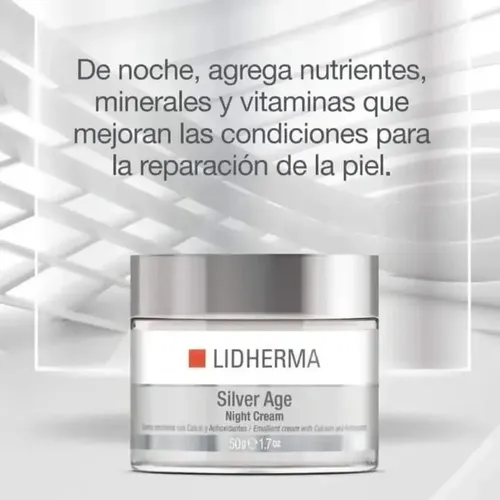 Lidherma Silver Age Night Cream Con Calcio Y Antioxidantes