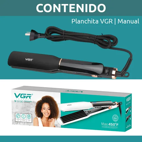 Planchita Rizadora Profesional Pelo Vgr V-519c 7 Niveles Negro