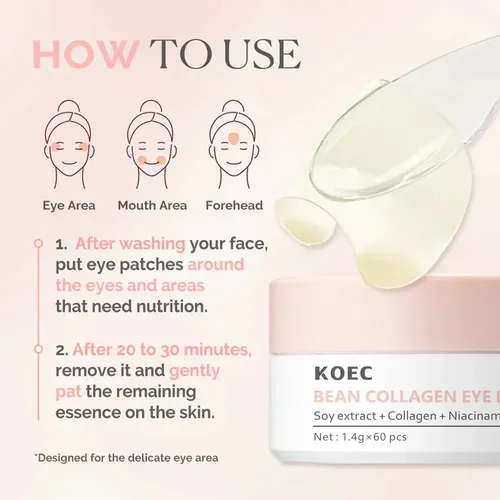 Parches Ojos Koec Colageno Frijol Anti Ojeras 60unid