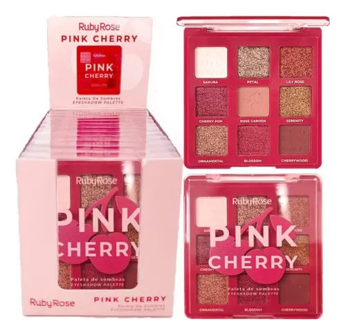 Paleta 9 Sombras Matte Satinadas Pink Cherry Ruby Rose Cereza Rosa