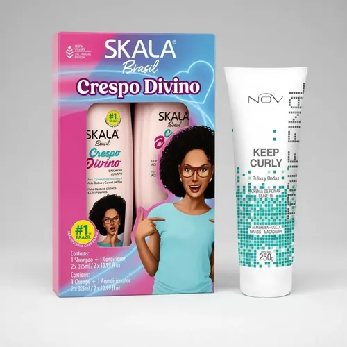 Kit Para Rulos Shampoo + Acondicionador Skala + Keep Curly
