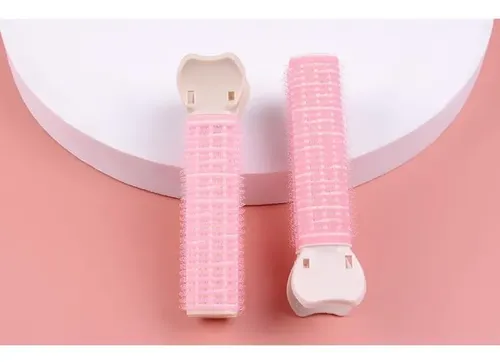 4pcs Pink Hair Rollers With Clip For Volumizing Bangs Curls