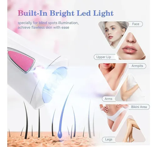 Depiladora Facial Beauzmo Pink 9 Pinzas Led Usb