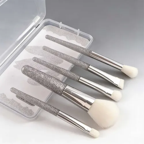 Juego De Brochas De Maquillaje Para Ojos Con Mango Brillante