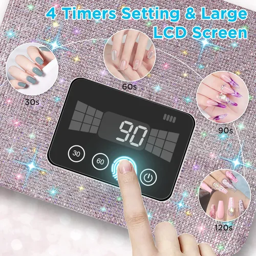 Aedavey Lámpara Uñas Uv Led Recargable 4 Modos Gel
