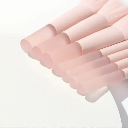 10 Pinceles Maquillaje Mini Rosado Melocotón Set Para