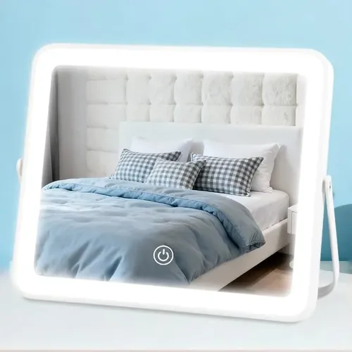 Espejo De Maquillaje Con Luz Led Yekkopt 25x30cm Blanco