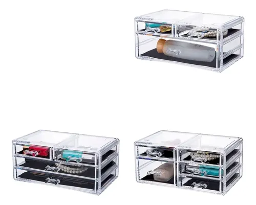 3 Organizadores Acrílicos Para Maquillaje. Cajonera Librería