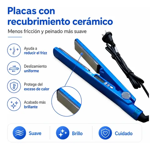 Alisador De Pelo Nano Titanio 35w Color Azul Uso Diario