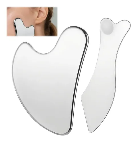 2 Pzs Gua Sha, Masaje Facial Gua Sha De Acero Inoxidable,