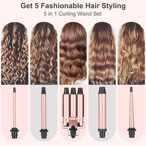Emocci Pro Curling Iron 5 En 1 Cerámica Mujeres Calor Rápido