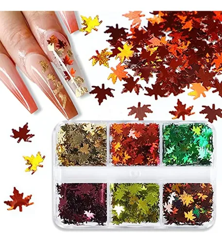 Pegatinas 3d Para Decoración De Uñas De Otoño Con 6 Cuadrícu
