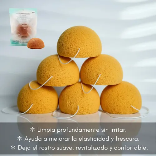 Esponja Facial Konjac Arcilla Amarilla Piel Atopica Korea