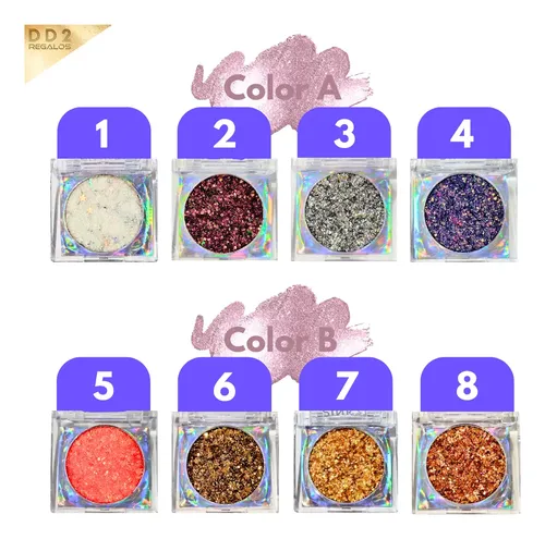 Sombra Glitter Para Ojos Glow On Make Up Artistico Pink 21