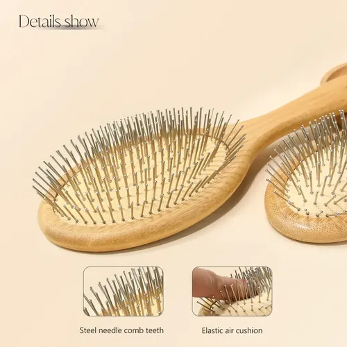 Tt Juego De Cepillos De Pelo De Madera De Haya Natural De T