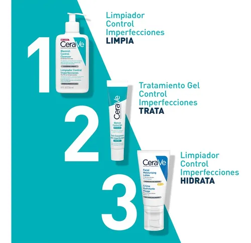Cerave Limpiador Control Imperfecciones 236ml, Piel Grasa Momento de aplicación Día/Noche