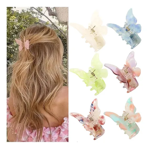 Garras De Cabello Mariposa Naisier 6 Pcs Caparazón Tortuga