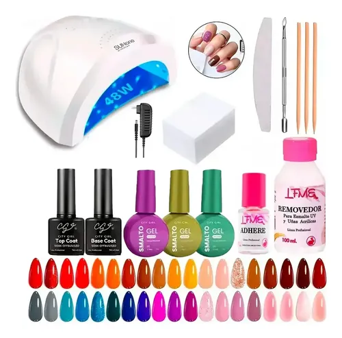 Kit Inicial Uñas Semipermanente Manicura Cabina 48w Gel