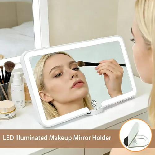 Qp. Espejo Visera Coche Con 3 Tonos De Luz Led Maquillaje –
