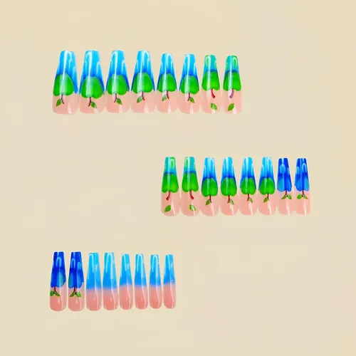 Uñas Postizas Acrílicas Extra Largas Estilo Ataúd Con