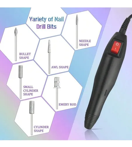 Lima De Uñas Eléctrica Profesional Con Base Y Kit