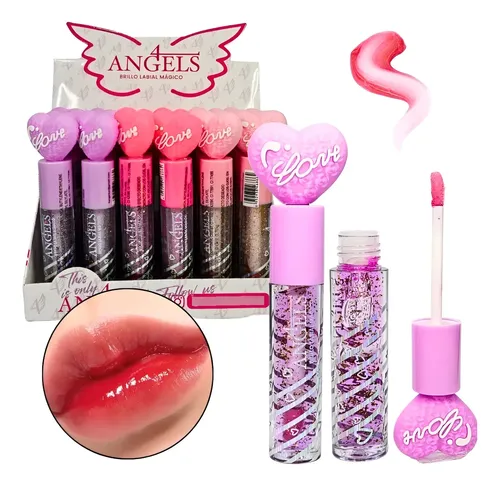 Brillo Labial Mágico Love Lip Gloss Glitter Corazón 4 Angels