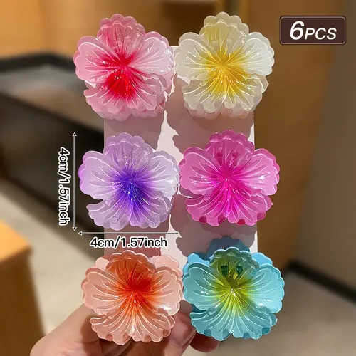 6 Piezas Pinzas De Flor Para Peinados Moda Para Niñas 6pcs