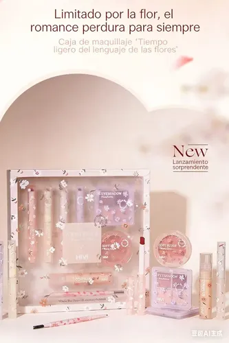 & Set De Maquillaje Completo En Caja Regalo – Batom, Cejas,