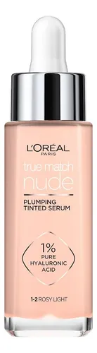 L’Oréal Paris True Match Sérum Rellenador con Color, Base de Maquillaje con Ácido Hialurónico, Hidrata la Piel al Instante, Textura Ligera, Tono 1-2 Rosy Light, 30 ml