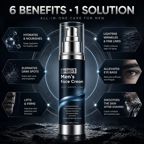 Crema Facial 6-en-1 Para Hombres Waeski, 1.76 Fl Oz