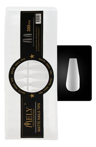 Tips Uñas Postizas Soft Gel Coffin Mely Transparente Mate Pack de 300