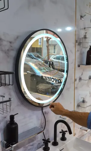 Espejo Redondo Luz Led 60cm Doble Iluminación Fría Y Cálida