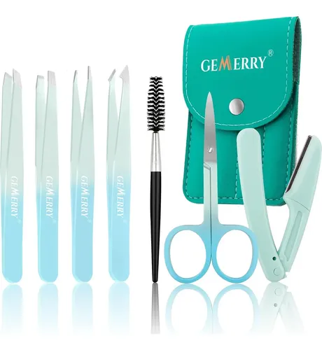 Juego De Pinzas Para Cejas Gemerry 7 Pcs Acero Inoxidable