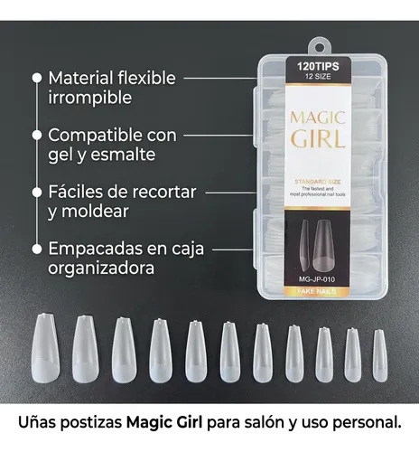 Tips Uñas Postizas Balerina Mate 2 Cajas 240 Unidades