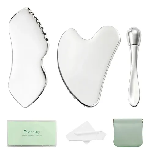 Set 3 Gua Sha Metal Facial Y Corporal Para Drenaje
