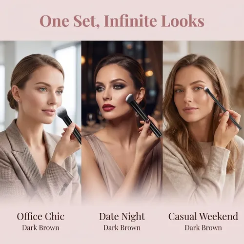 Set X8 Pinceles De Maquillaje Profesionales Negro