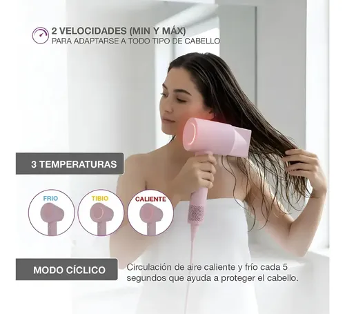Secador Portatil Peabody 1600w Spdc02p C/accesorios Rosa
