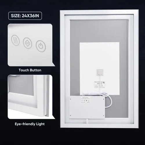 Espejo Led Para Baño Homsion 60×90 Cm Con Luz Frontal Y Tras