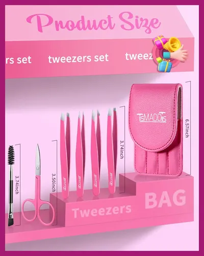 Eyebrow Tweezers Set Tsmaddts 6 Pcs For Women W/ Scissor & B