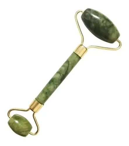 Masajeador Doble Rodillos Piedra Jade Facial Corporal