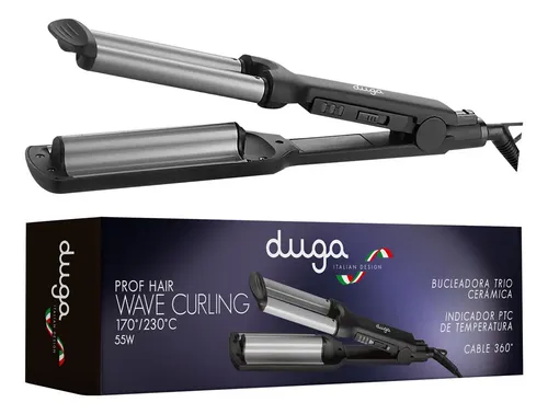 Duga Bucleadora Trio Cerámica Pelo Wave Curling D546 230c 6c Color Negro