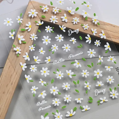 Adhesivos Para Uñas Con Motivos Florales De Estilo Dulce[u]