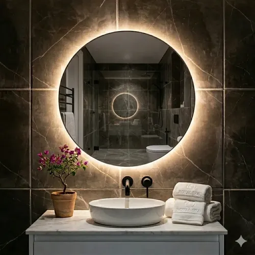 Espejo Redondo De 70 Cm Con Luz Led. Moderno Y Elegante