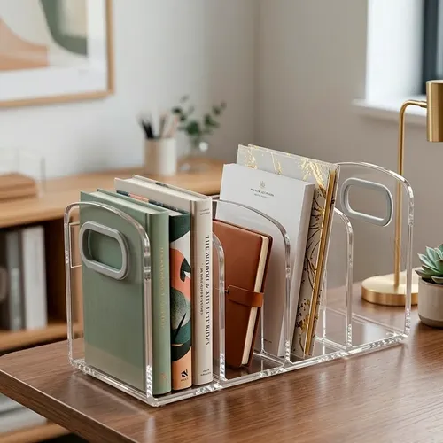 Organizador Acrílico Multiuso Cosméticos, Libro 4 Divisiones