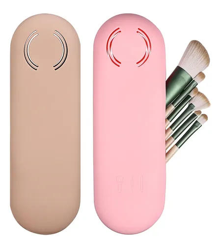 Bolsa De Maquillaje De Silicona Con 2 Soportes Para Brochas