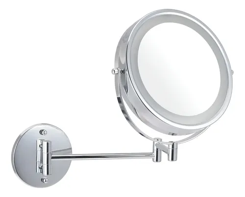 Espejo Luz Maquillaje Pared Aumento X5 Doble Faz 22 Led