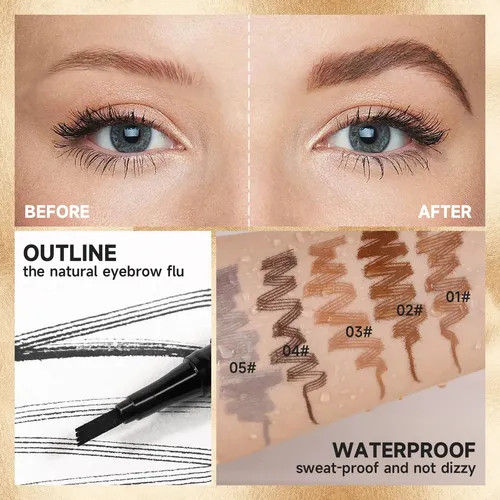 Lápiz De Cejas Microblading Gris Resistente Al Agua 4 Puntos