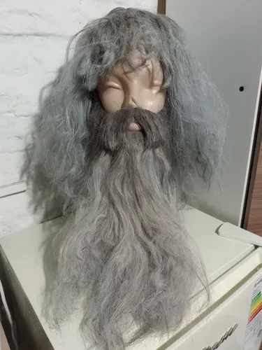 Peluca Y Barba Gris Matizada 40 Cm Cotillon La Parti Wigs
