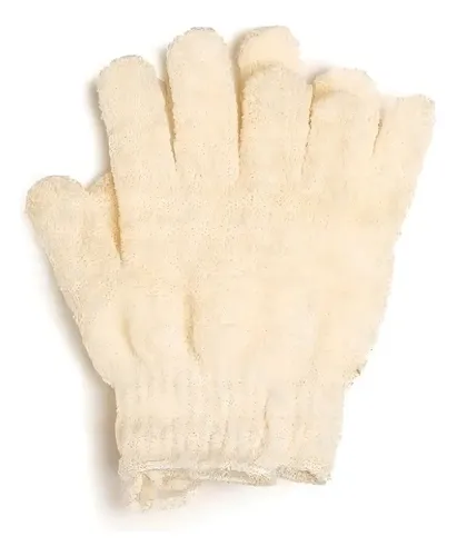 Guantes Exfoliantes Nailon Basicare Para Cuerpo Marfil 20x12cm 2 Unidades