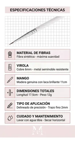 Pincel Delineado Extra Preciso Ojos Maquillaje Melody Scher Blanco